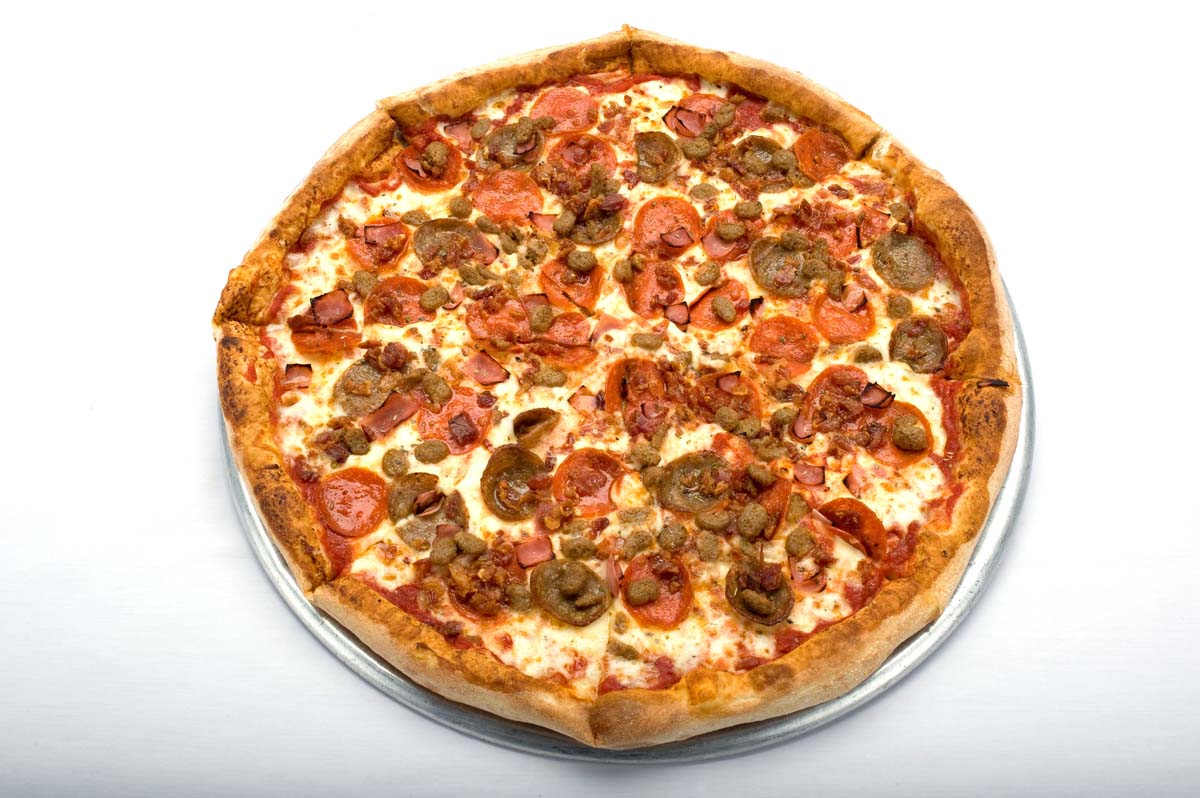 meat lovers pizza from Genova's To Go.