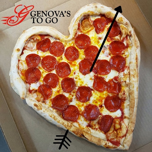 Grab a Genova's To Go heart pizza during Valentine's season to bring home to your family or loved one.