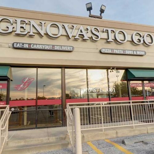 Front building of Genova's to Go Westminster pizza place